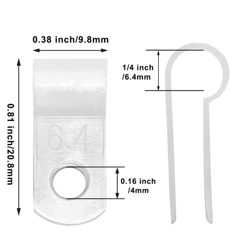 60pcs 1/4 Inch Nylon Cable Clamps, R-Type Wire Cable Clips with M4 Screws, Screw Mounting Cord Fastener Wire Conduit Clamp for Wire Management (White) - color: White, size: 1/4 inch/6.4mm