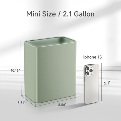 TIPGO Small Metal Trash Can, 2.1 Gallon Slim Trash Can for Bathroom, Wastebasket Garbage Bin for Bedroom, Office, Kitchen, Under Sink (Green) - color: Green