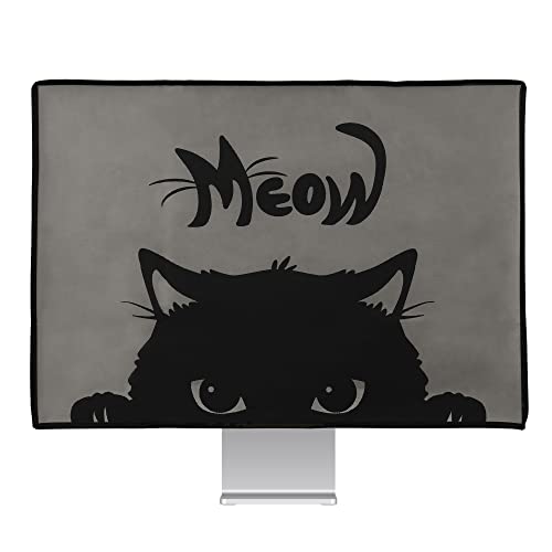 kwmobile Computer Monitor Cover Compatible with 27-28" monitor - Meow Cat Grey/Black