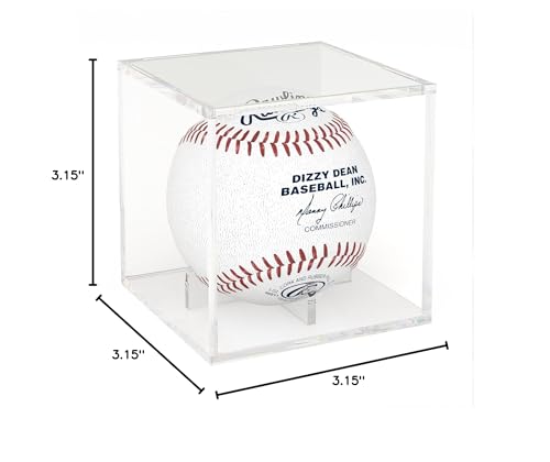 Acrylic Baseball Display Case, Clear Memorabilia Showcase for Display, Baseball Holders for Balls, Clear Display Cube Baseball Memorabilia Showcase Autographed Ball Protector - size: 3.15 x 3.15 x 3.15 inches