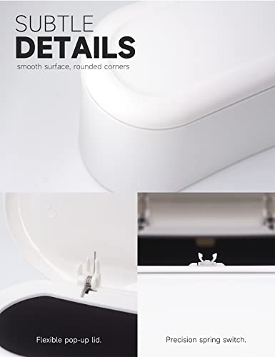 Mini Trash Can with Lid Removable Small Garbage Can, Tiny Plastic Trash Bin, Pop Up Countertop Wastebasket, Counter Garbage Lint Bin for Bathroom,Office,Kitchen,Desk(White) - color: White