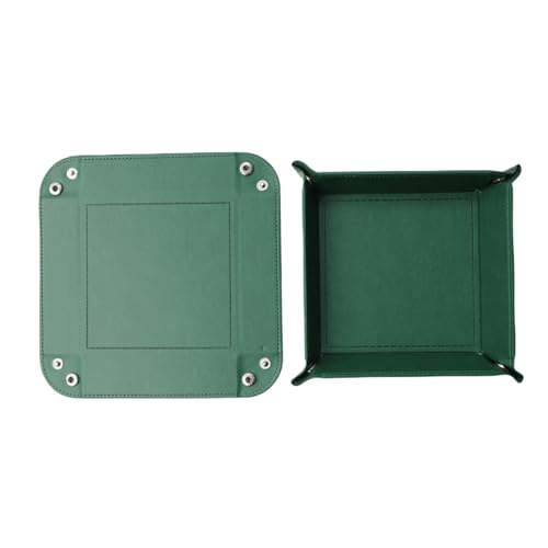 Valet Tray Desktop Storage Organizer – Vegan Leather Catchall Tray Bedside Vanity Tray Nightstand Caddy Holder for Remote Controller, Watch, Keys, Phone, Wallet, Coin, Jewelry, Midnight Green - color: Midnight Green