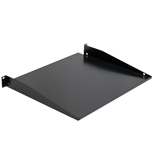 Aeons 1U 19-inch Universal Server Shelf Rack Mount Cantilever Center Mount Shelf 15" Deep, Fixed Server Rack Cabinet Solid Shelf Black 2-Pack - style: 1U-15" Solid