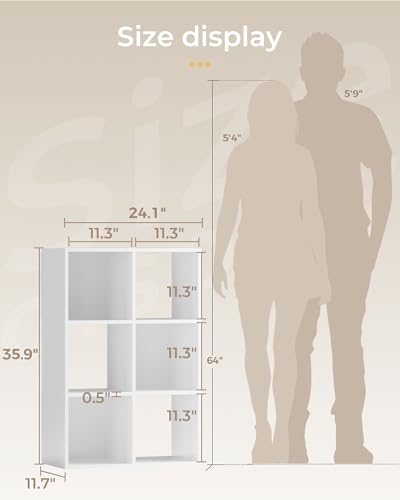 GTPLAYER 6-Cube Storage Organizer, Fits 11" Bins, Vertical or Horizontal Use, Opening Bookshelf, Partial Back Panels, Stackable Design Bookcase, for Closet, Bedroom, Home Office, White - color: 6 Cube - Pear White
