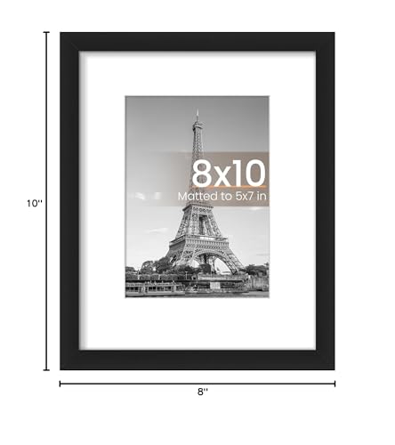 upsimples 8x10 Picture Frame, Display Pictures 5x7 with Mat or 8x10 Without Mat, Wall Hanging Photo Frame, Black, 1 Pack - color: Black, size: 8x10