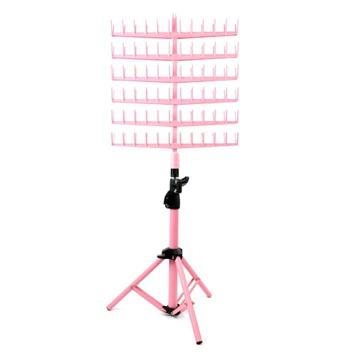 Laflare Standing Braid Hair Organizer – 144 Pegs Hair Extension Holder, Divider & Display Stand for Hair Braiding, Height Adjustable Rack, Easy to Assemble - color: Pink
