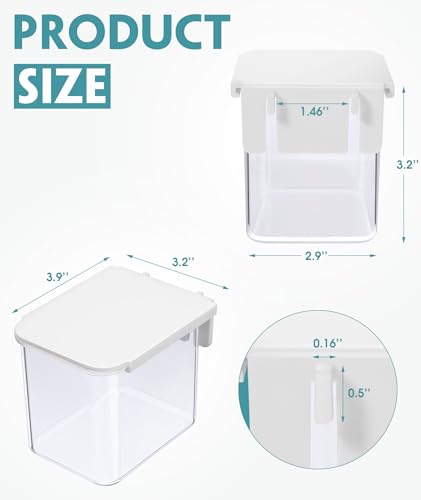 Yulejo 4 Pack Pegboard Accessories with Lid White Clear Peg Board Bins with Hooks Containers Plastic Pegboard Bins for Garage Craft Room Storage Kitchen, 3.9 x 3.2 x 3.2 Inch