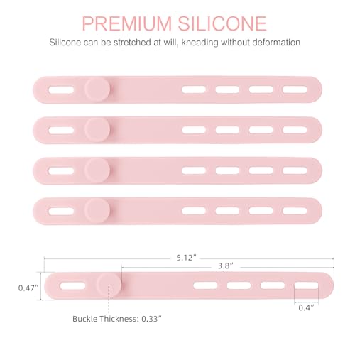 Donruby 24Pcs Silicone Cable Ties - Reusable & Washable with Locking Buckles, Adjustable Fastening Cable Management Straps, Multi-Purpose High Elasticity Cord Organizer (Pink) - color: Pink