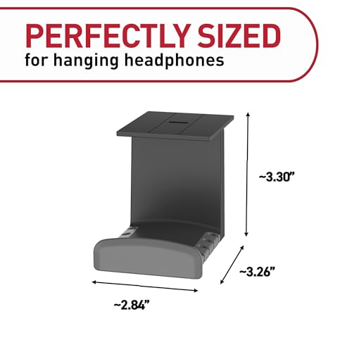 Command Headphone Hanger, 1 Holder and 4 Strips, Holds a 2.7" Wide Band, Black, Great for Damage-Free Electronics Organization for Wired or Wireless Headphones - color: Black