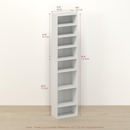 Toki 8-Tier DVD Storage Tower, Adjustable CD Rack & Media Shelf Organizer, Slim Media Storage Cabinet for Living Room, Bedroom, or Game Room, White - color: White, size: 8-Tier
