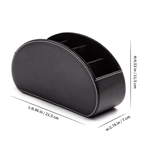 Remote Control Holders Organizer Box with 5 Compartment PU Leather Caddy | Multi-functional Office Desk Storage Caddy Store Tv Remote for Media Player,Brush,Pencil,Glassees&Office Supplies - color: BlACK, size: S