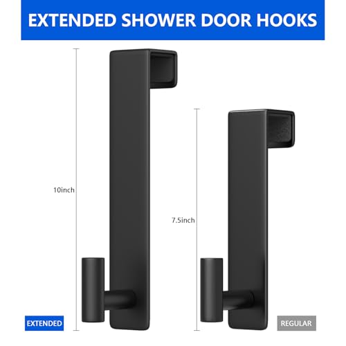 PMMASTO 10 Inch Extended Over The Door Hooks 2-Pack, Rustproof Stainless Steel Door Hanger with Non-Slip Pads for Bathroom Kitchen Entryway (Black, Fits 1-3/4" Thick Door, T Shape 2 Pack) - color: Black, size: 10 Inch-2 Pack, Fits 1-3/4" Thick Door