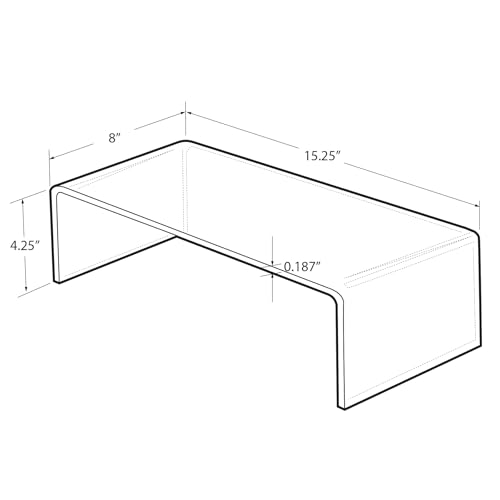 Azar Displays 515338-1PK Acrylic Laptop Stand, Computer Riser for Desk, Monitor Stand, Closet Organizer for Clothes & Shoes, Cabinet Display for Accessories and Décor (3/16" thick acrylic) 15"x7.75 x 4.5