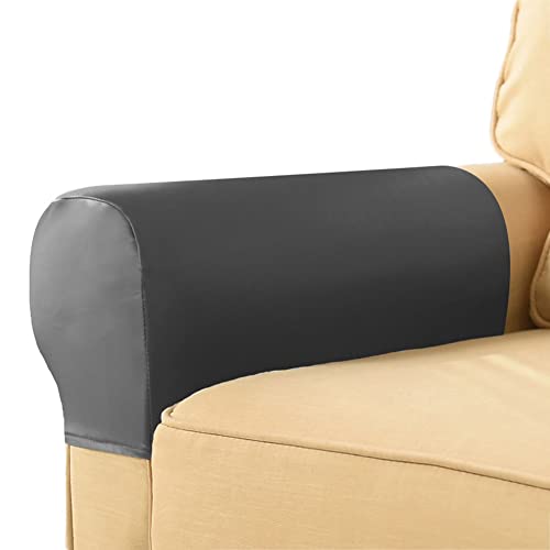 vctops Waterproof Faux Pu Leather Armrest Covers Vintage Stretch Arm Covers for Chairs Couch Sofa Armchair Slipcovers for Recliner Sofa 2pcs, Grey - color: Grey