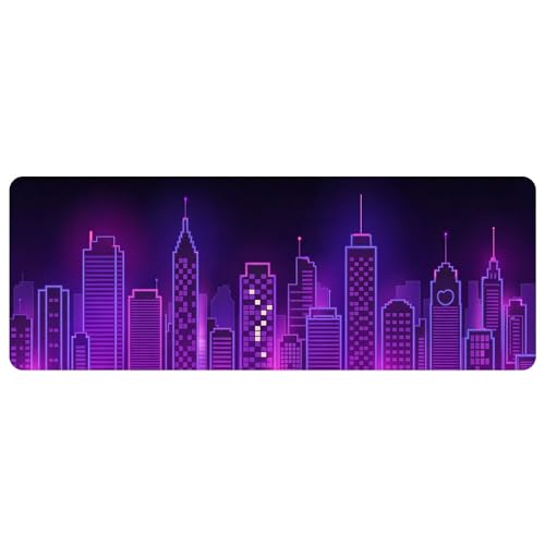 Leather City Desk Pad, Colorful Art Mouse Pad Large Computer Keyboard Gaming Mousepad Waterproof Desktop Protector & Cover, Decorative PU Leather Laptop Mouse Mat Home Decor 10 x 25.6 inch C71 - color: colorful-18