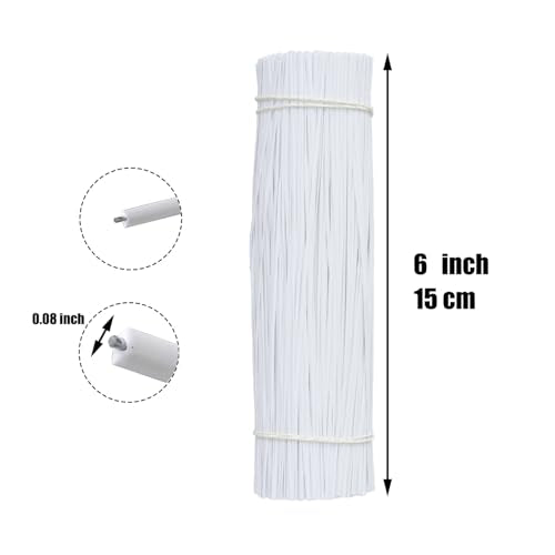 1000 pcs 6 inch White Cable Twist Ties Plastic Twist Ties with Rugged Metal Innercores Reusable Fastening Cable Cord Wire Ties - size: 6 inch-White