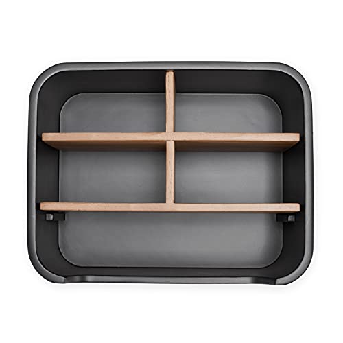 2 Pack Remote Control Holders, Desk Organizers with Dividers,Black | Set of 2 resin and wood organizers with dividers for remotes, pens, glasses, and media devices on desk, table, or nightstand - color: BLACK, size: 2 Pack