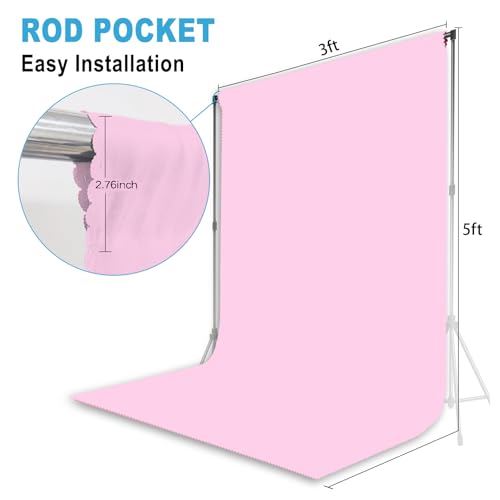 Pink Photography Backdrop for Photoshoot, Fabric, 3x5 FT | Versatile Studio Photo Backgrounds, Easy to Install, for Portraits Shooting, Party Decor, Live Streaming, Video Recording - color: Pink, size: 3X5 FT