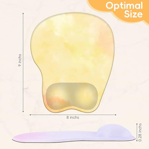 Mouse Pad with Wrist Rest Ergonomic Mouse Pad with Comfortable M-Shape Pain Relief Wrist Support Non-Slip PU Base Mousepad for Laptop, Office & Home (Lemon Yellow) - color: Lemon Yellow