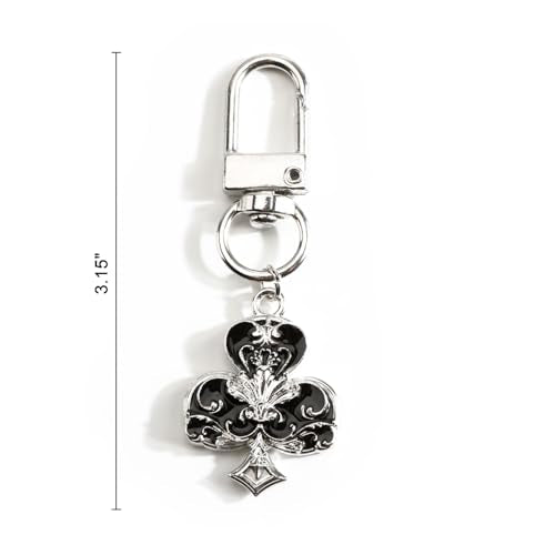 Poker Suit Keychain Club Spade Diamond and Heart Keycharms for Women Unique Game Keyring - color: Clubs