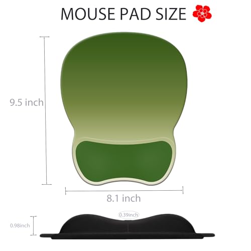 Ergonomic Mouse Pad with Wrist Rest, Comfortable Gel Concave Mouse Pad with Non-Slip Base, Pain Relief Mouse Pads with Smooth Wrist Support for Office & Home (Gradient Green) - color: Gradient Green