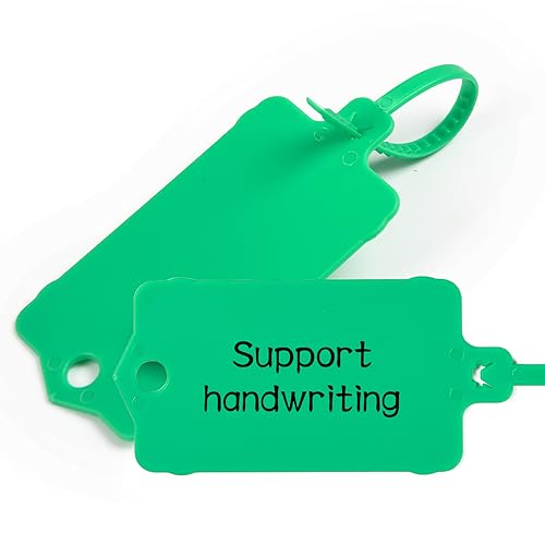 100pcs Blank Plastic Tags for Labeling Reusable Hanging Tags Ties Key Tag Storage Labels Waterproof Plastic Mark Label Writable Hang Sign with One Marker Pen (Green) - color: Green, size: 100 PCS