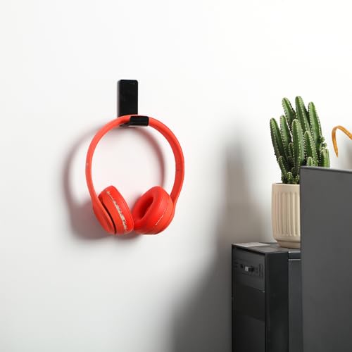 Weewooday 32 Pcs Headphone Hanger Headphone Holder Wall Hook Desk Bulk Adhesive Headset Wall Mount Stand General Purpose (Black) - color: Black
