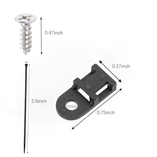 Black Cable Zip Tie Mounts Kit - 100 Pcs Saddle Type Mounts Base With 100 6" Nylon Cable Ties And 100 Tapping Screws - size: 6 Inch