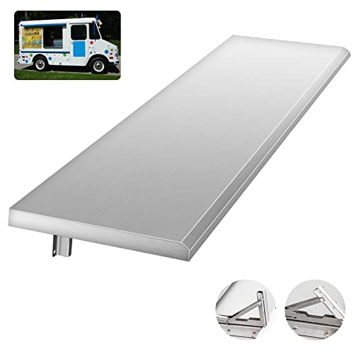 Concession Shelf 72L x 12W Inch, Stainless Steel Drop Down Folding Serving Food Shelf Stand Serving for Concession Windows - size: 72L x 12W