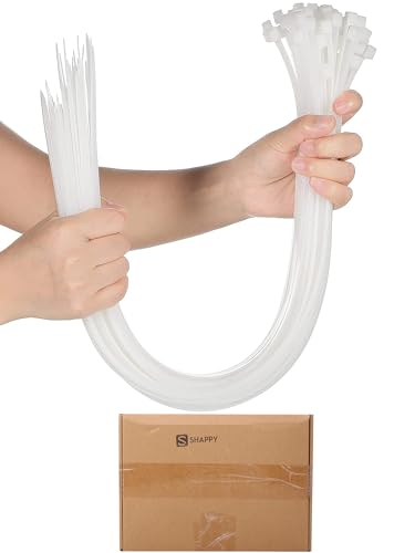 Shappy 36 Inch 50 Pcs Zip Ties Heavy Duty Strong Large Cable Wire Ties Zip Industrial Sturdy Wire, Awnings Tying Branches Bundling of Crops Fixed Water Pipes (White) - color: White, size: 36 inch