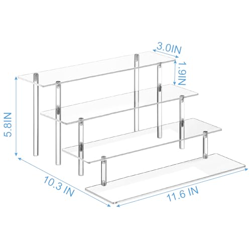 HENABLE 4 Tier Acrylic Perfume Organizer Stand, Clear Display Risers for Perfume, Cologne, Cosmetic, Skincare, Funko POP, Dessert Display, Cupcake Stand Holder - size: 4-Tier 11.6IN