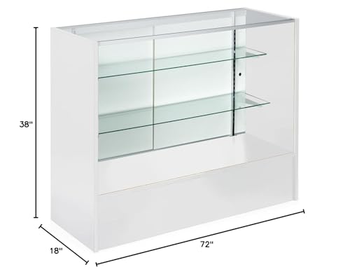 Only Hangers Full Vision Display Showcase with LED Lights, 72" Wide or 48" Wide- Available in Black, Maple, and White (White with LED Lights, 48") - color: White With Led Lights, size: 48"