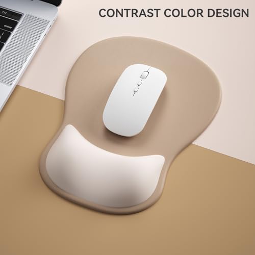 Ergonomic Mouse Pad with Wrist Rest,Cute Gel Mousepad Wrist Support - Small Mini Portable for Travel Mouse Pads for Desk Laptop,Computer,Office & Home Decor-(Brown &Beige) - color: Q-Brown&Beige