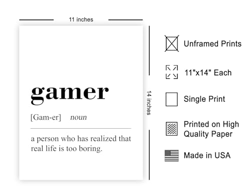 Poster Master Gamer Definition Print - Gaming Poster - Dictionary Art - Black & White Wall Design - Typography Art - Funny Game Room or Boy's Bedroom Decor - 11x14 UNFRAMED Wall Art - color: Style-03, size: 11"L x 14"W