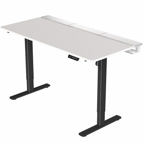VIVO White 60 x 30 in Stand Up Desk, DESK-KIT-1B6-P3W | Electric, Holds 220 lbs, Sit Stand, Height Adjustable Table, Cable Tray, Full-Size Mouse Pad, Office Furniture, Black Frame - color: White Top / Black Frame, size: 60 x 30
