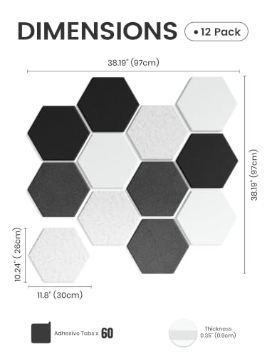 Fluxynara Hexagon Cork Board Alternative for Walls Decor-12-Pack Felt Bulletin Board Tiles,with 70 Adhesive Tabs for Office,Classrooms & Home Pin Board Felt Board-Concrete Echo - color: Concrete Echo-1, size: 12-Pack