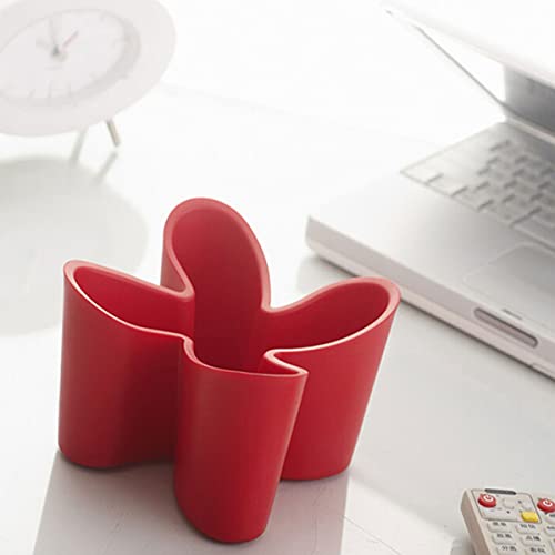 Khakho Flower Shape Remote Control Holder,Desk Organizer Storage Container, Office Supplies Desktop Organizer Rack,Multi-Functional Remote Control Box (Red) - color: Red