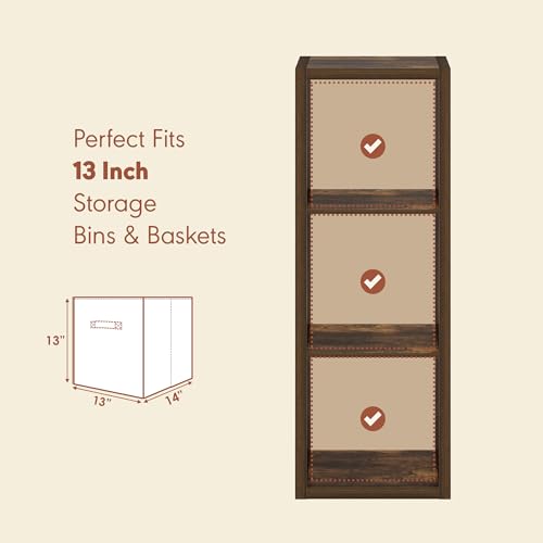 Furinno Cubicle Record Player Stand with Vinyl Storage, 3-Cube 1.2 Extra Thick Vinyl Record Storage, Open Back Media Shelf for CD DVD Blueray Game Disc, for Living Room, Home Office, Amber Pine - color: Amber Pine, size: Extra Thick, 3-Cube Standard