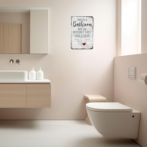 Funny Sarcastic Bathroom Toilet Decor Metal Sign This Is A Bathroom Not An Internet Cafe sign Quotes Wall Art Vintage Aluminium Plate Signs for Home Restroom Toilet Decor, Gift for Men 8x12 Inches - color: Funny Bathroom Sign