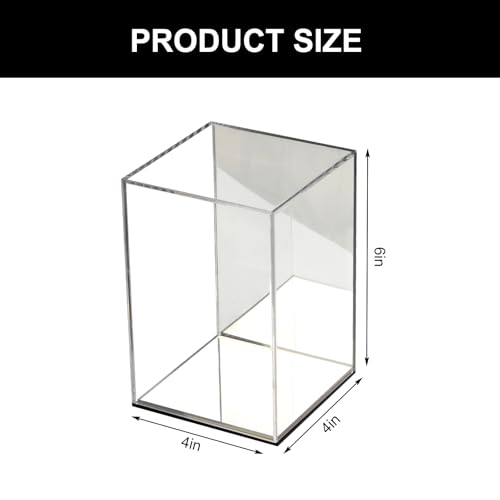 Clear Acrylic Display Case with Mirrored Back and Base, Assemble Countertop Storage Box Stand Organizer, Cube Dustproof Display Box Showcase for Action Figures Doll Models Toys, 4x4x6Inch - size: 4x4x6Inch