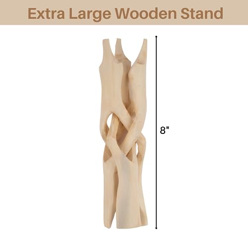 Wish Well Extra Large 8" Wooden Tripod Stand - Hand-Carved Room Decor Holder ~ Ideal for Abalone Shell, Decorative Bowl, Crystal Ball, Sphere, Geode ~ Wood Display Stand & Perfect Crystal Holder - color: 8" Natural