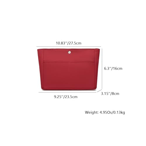 YONEBN waterproof Storage Bag Lightweight Large Capacity nylon Bag Inner Bag Handbag Organizer - color: Nylon/Burgundy Red