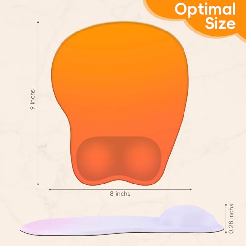 Mouse Pad with Wrist Rest Ergonomic Mouse Pad with Comfortable M-Shape Pain Relief Wrist Support Non-Slip PU Base Mousepad for Laptop, Office & Home (Gradient Orange) - color: Gradient Orange