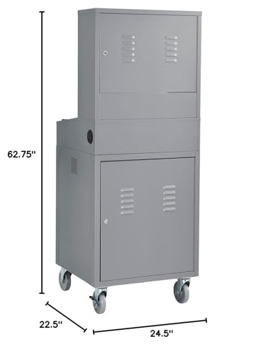 Global Industrial Mobile Security LCD Computer Cabinet Enclosure, Gray | For 24" Diagonal Monitors, Steel Construction, Powder Coat Finish, 24-1/2"W x 22-1/2"D x 62-3/4"H, Unassembled - color: Grey
