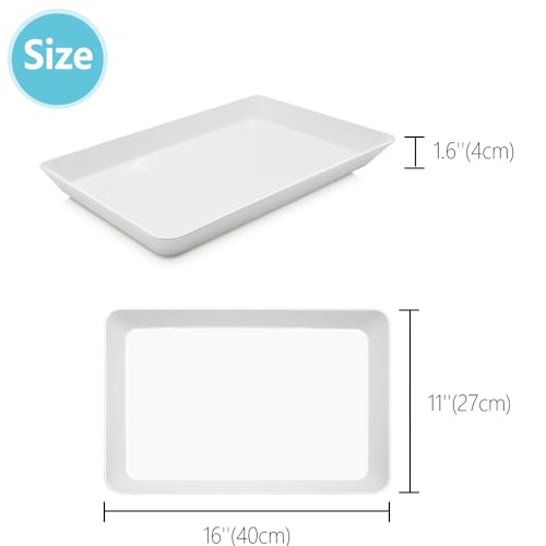 Serving Tray Platter, 16'' x 11'' 4 Pcs Food Tray for Veggie Fruit Snack Dessert Cookie, Food Trays for Party Supplies Display, Plastic Platters for Serving Food, Large White Trays, BPA Free - color: White, size: 16.0'' x 11'' (4 Pack)