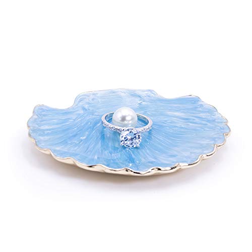 LARAINE Jewelry Tray Ring Display Holder Mermaid Trinket Dish Home Decorative Plate For Earrings Necklace Bracelet Organizer Display (Pearl Blue) - color: Pearl Blue