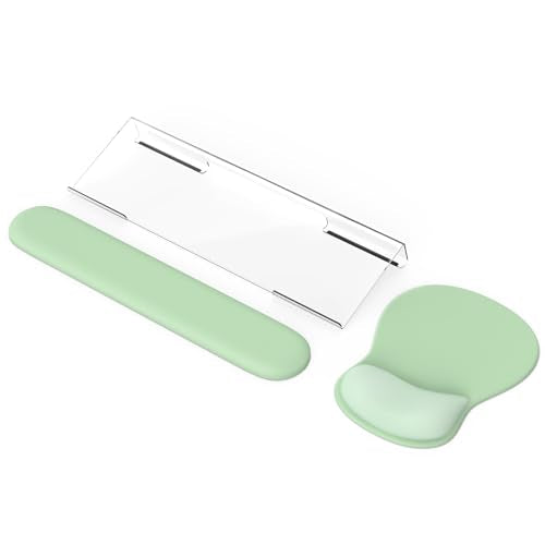 iCasso Keyboard Wrist Rest,Ergonomic Mouse Pad with Wrist Support,Acrylic Clear Keyboard Stand for Desktop,Non-Slip Mousepad Set for Office Home Gaming (Green) - color: Green