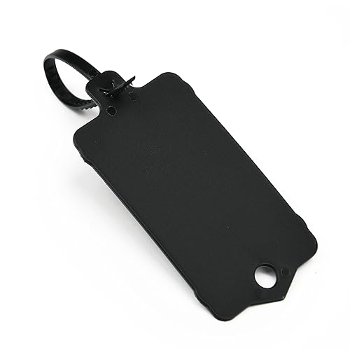 100pcs Blank Plastic Tags for Labeling Reusable Hanging Tags Ties Key Tag Storage Tag Waterproof Plastic Mark Label Writable Hang Sign with One Marker Pen (Black) - color: Black, size: 100 PCS