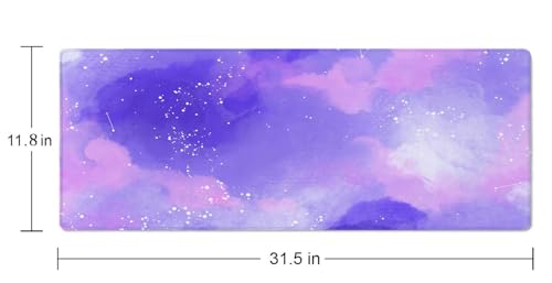 Large Gaming Mouse Pad with Stitched Edges, Cute Stellar in Watercolor Desk Mat, Extended XL Keyboard Pad, Non-Slip Rubber Base Desk Pad for Keyboard and Mouse, 31.5X11.8 inch - color: Cute Stellar in Watercolor