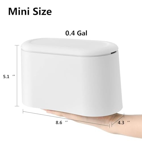 SUBEKYU Mini Trash Can with Lid,Small Desk Trash Can,Countertop Mini Garbage Cans,Tiny Waste Basket,White,with 3 roll Bags - color: White 0.5 Gal with Lid